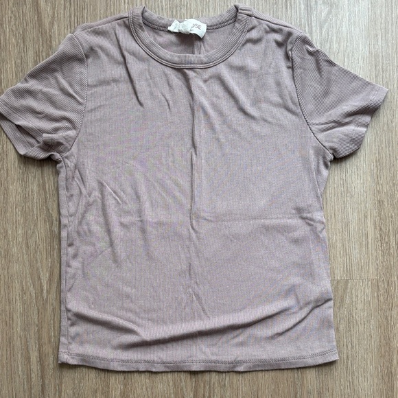 Pink Rose Tops - Basic Crewneck Cropped Tee - Light Mauve Women’s Top